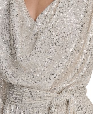 Women's Long-Sleeve Social-Sequin Jumpsuit