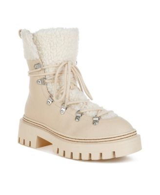 Womens Omul Fleece and Faux Leather Boots