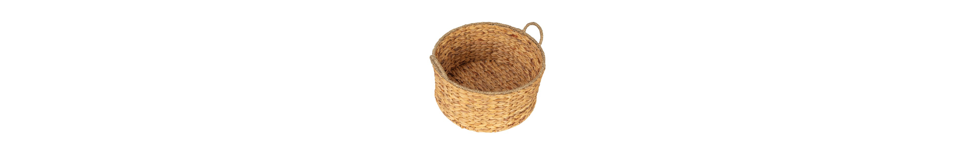 Household Essentials Round Handwoven Water Hyacinth and Seagrass Basket with Handles