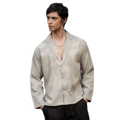 Men's Ecru Beige Wrinked Korean Oversized Shirt