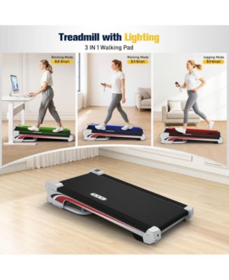 Walking Pad Under Desk Mini Treadmill with 6% Incline & Remote Control & LED Display & Lights, 265 Lbs Capacity