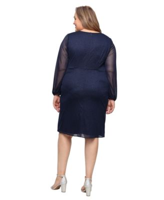 Plus Size Long-Sleeve Midi Dress