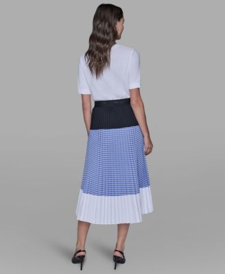 Women's Colorblock Pleated Stripe Pull-On Skirt