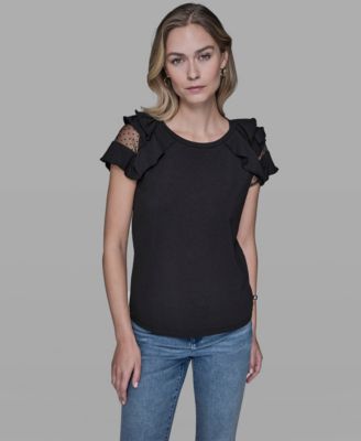 Women's Ruffle-Sleeve Pull-On Top