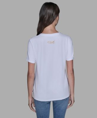 Women's Short-Sleeve Girl Perfume Bottle Printed T-Shirt