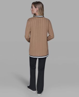 Women's V-Neck Contrast Cardigan