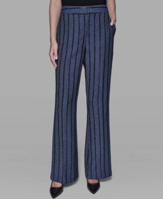 KARL LAGERFELD PARIS - Women's Mid Rise Striped Sequin Pants