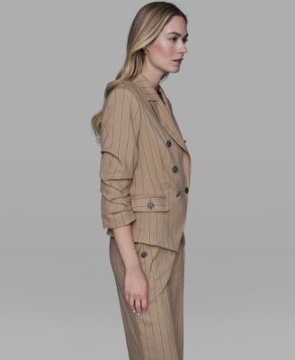 Women's Striped Collar One-Button Blazer