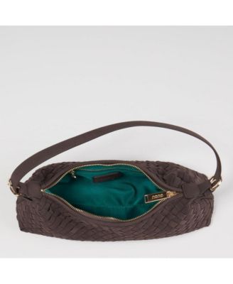 Woven Suede Baguette Bag with Crossbody Strap