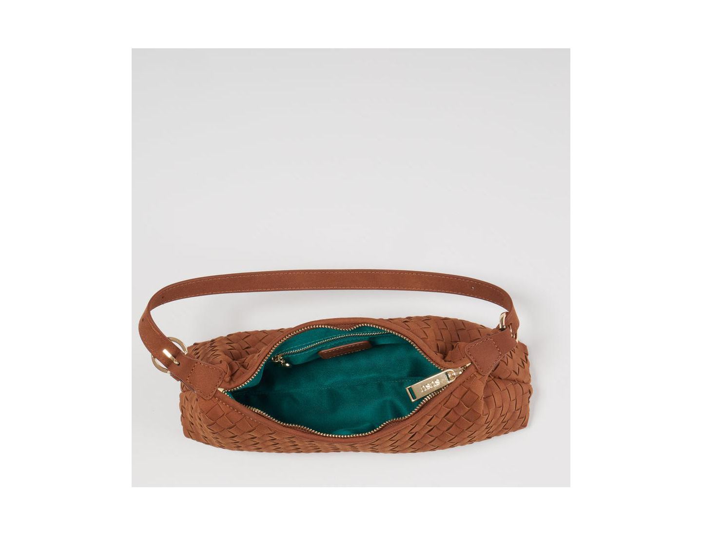 Женская сумка SUSU Woven Suede Baguette with Crossbody Strap, цвет: Коричневый — фото 5