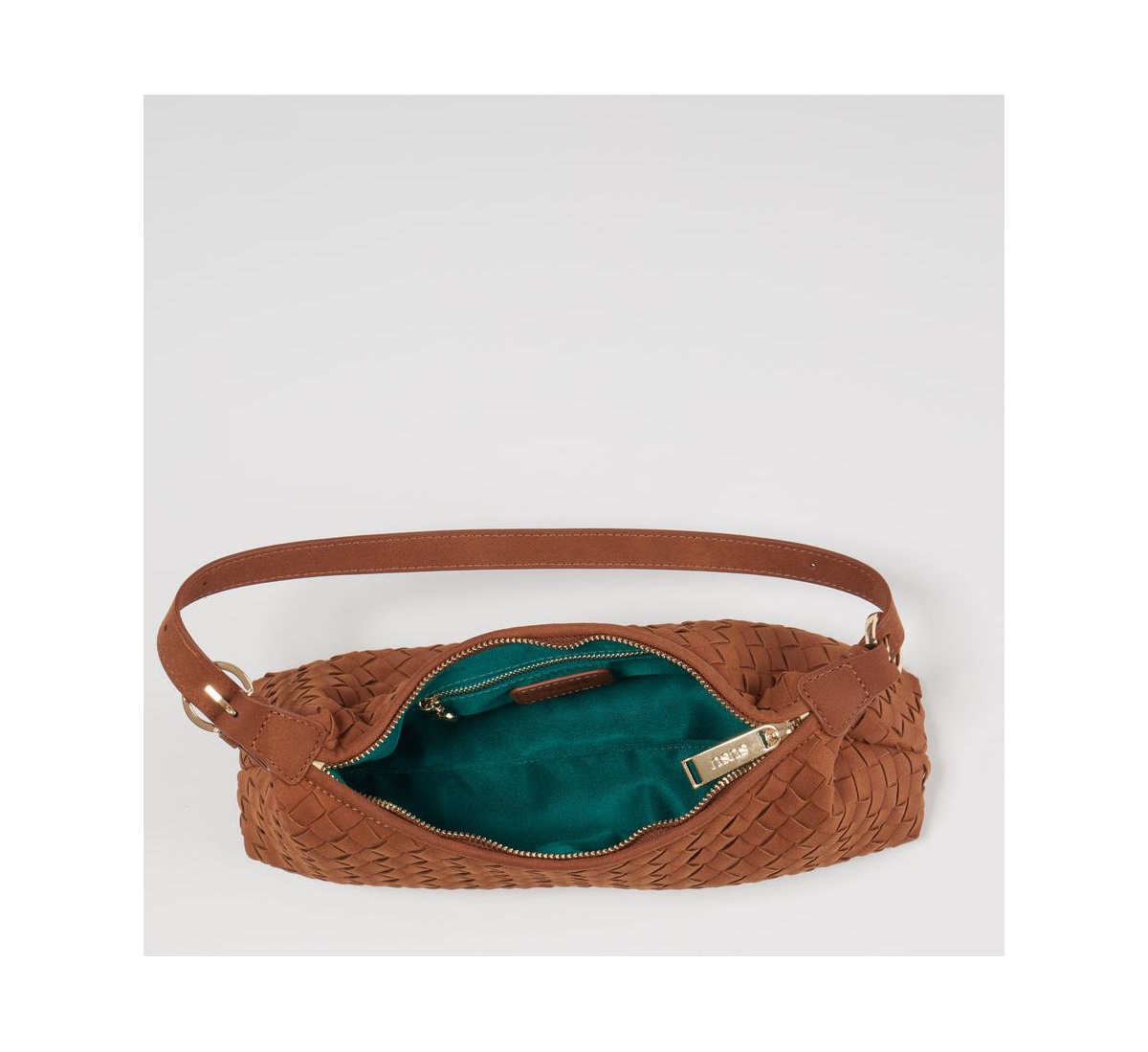 Susu Woven Suede Baguette Bag with Crossbody Strap