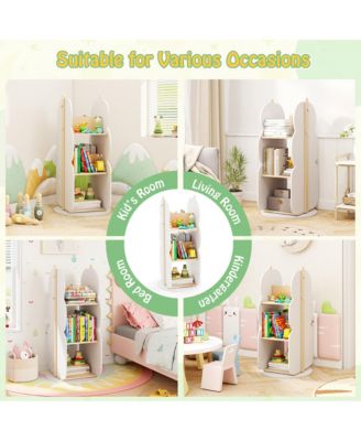 Kid's Rotating Bookshelf w/5 Shelves 360° Rotatable Display Shelf for Kid's Room