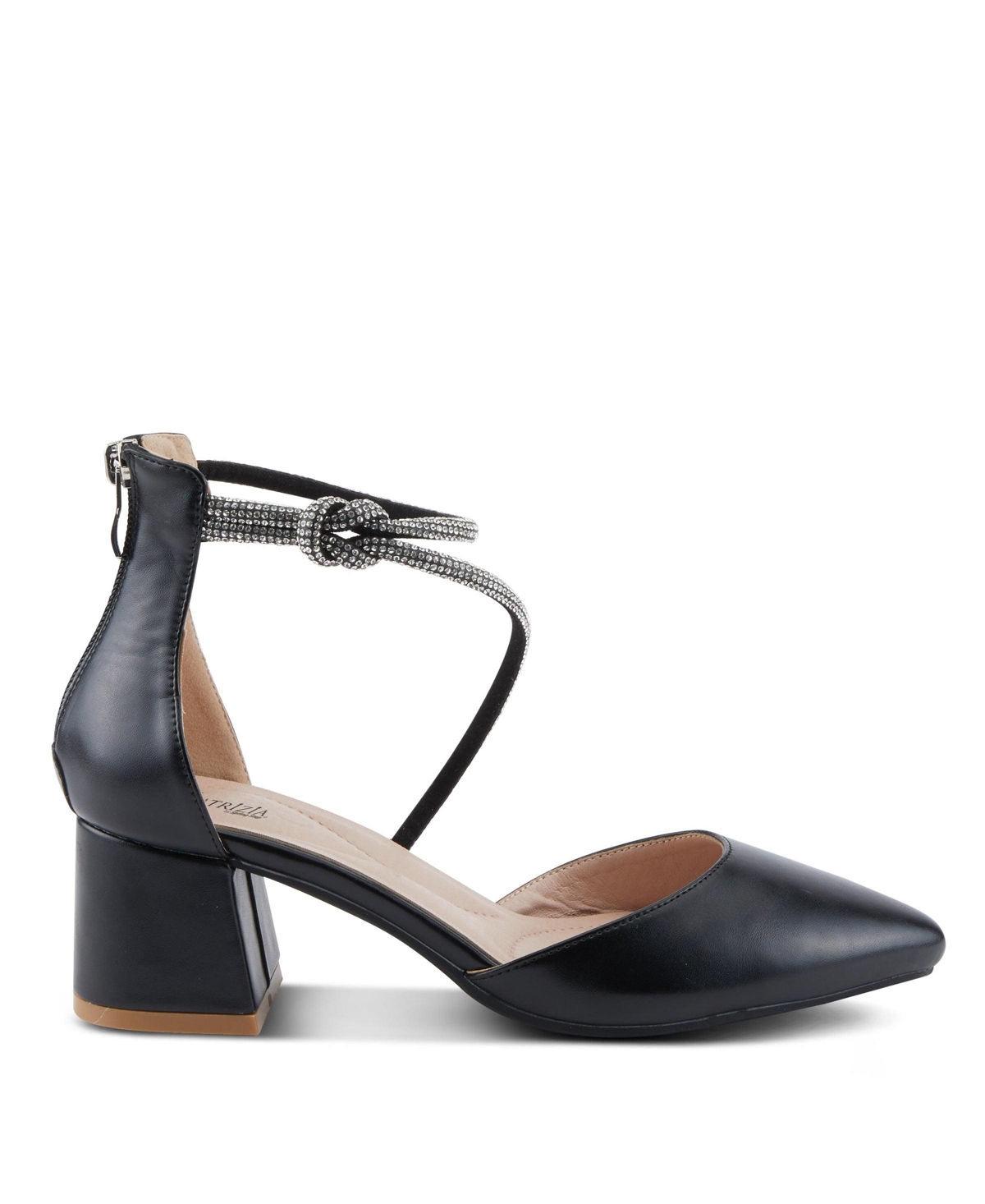 Patrizia Women s Eluned Crystal-Embellished Pointed Toe Pumps with Block Heel and Back Zipper