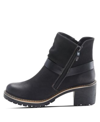 Women’s FIREWOOD Lug Sole Booties with O-Ring Harness and Faux Fur Lining