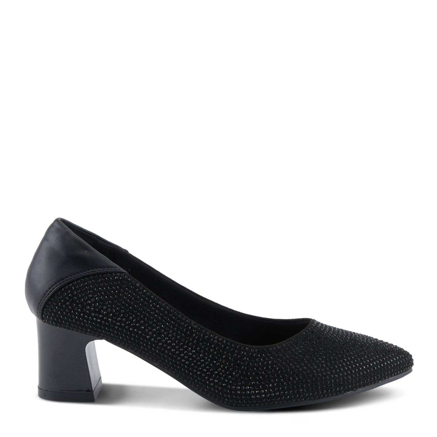 Женские туфли Patrizia Senna Crystal-Embellished Pointed Toe Block Heel Pumps - Slip-On Dress Shoes, цвет: Чёрный — фото 2