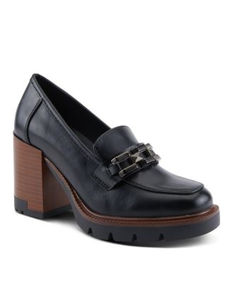 Women s DAJAH Slip-On Loafers with Inset Heel, Geometric Hardware & Lug Sole