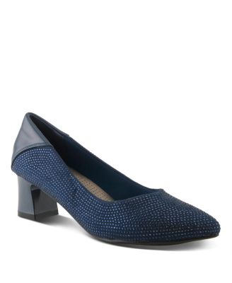 Women s Senna Crystal-Embellished Pointed Toe Block Heel Pumps - Slip-On Dress Shoes