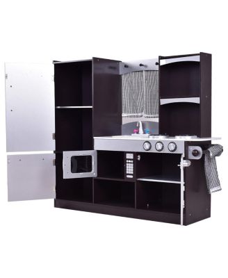 Kids Wooden Modern Kitchen Cooking Pretend Play Set