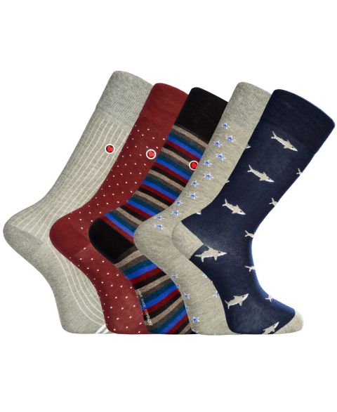 Носки Bundle для мужчин, 5 шт. — Love Sock Company, цвет: Светлый серый / Красный