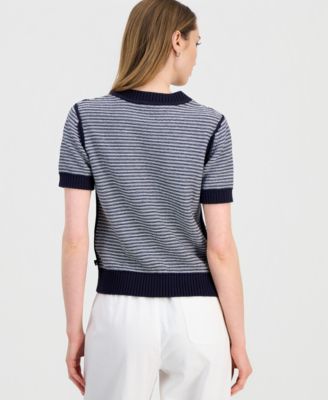 Jeans Women's Short-Sleeve Traveling Cable-Knit Sweater