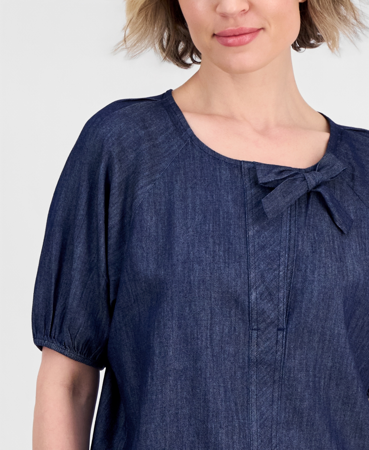 Nautica Jeans Women's Chambray Side Bow Blouse