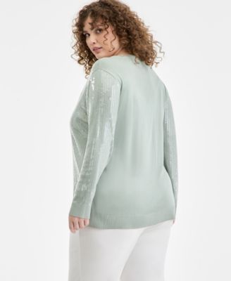 Plus Size Sequin Cardigan Sweater