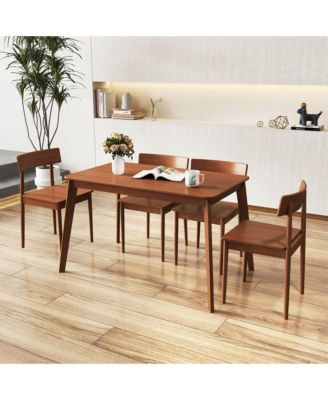 5-Piece Rubber Wood Rectangular  Dining Table Set
