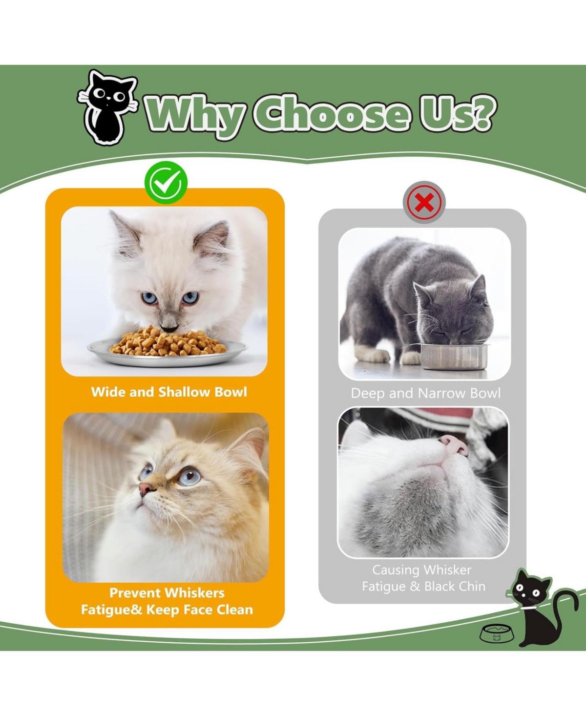 Wopet 8 Pack Stainless Steel Cat Food Bowls Shallow Whisker Friendly Non Slip Silicone Base Easy Clean Indoor Feeding Dishes 67 Inch