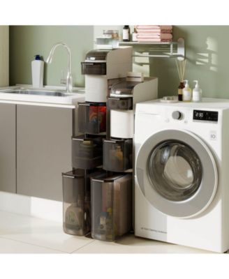 6-Tier Narrow Bathroom Storage Cabinet with Drawers Tissue Box Wheels for Kitchen