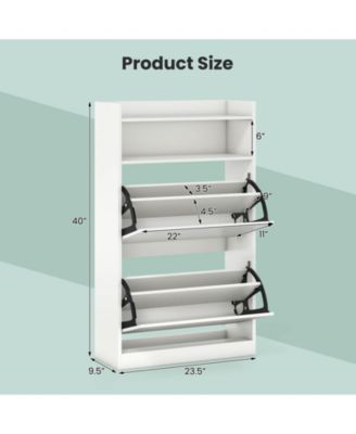 Shoe Storage Cabinet with 2 Flip Drawers, Adjustable Removable Shelves for Entryway