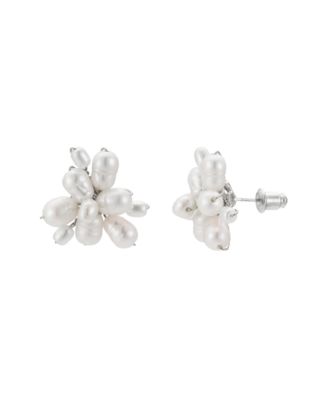 Untamed Petals Sublime Freshwater Pearl Stud Earrings - Silver 112$