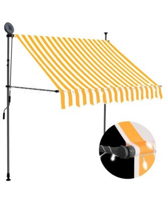 Retractable Awning White and Orange Polyester with PU coating, Steel