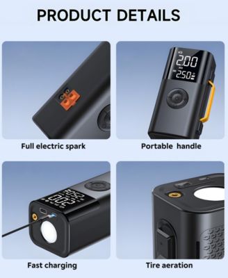 5-in-1 Portable Jump Starter with Air Compressor, 10000mAh Car Battery Booster