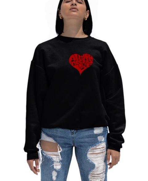 Женская толстовка LA Pop Art All You Need is Love Word Art Crew Neck, цвет: Чёрный