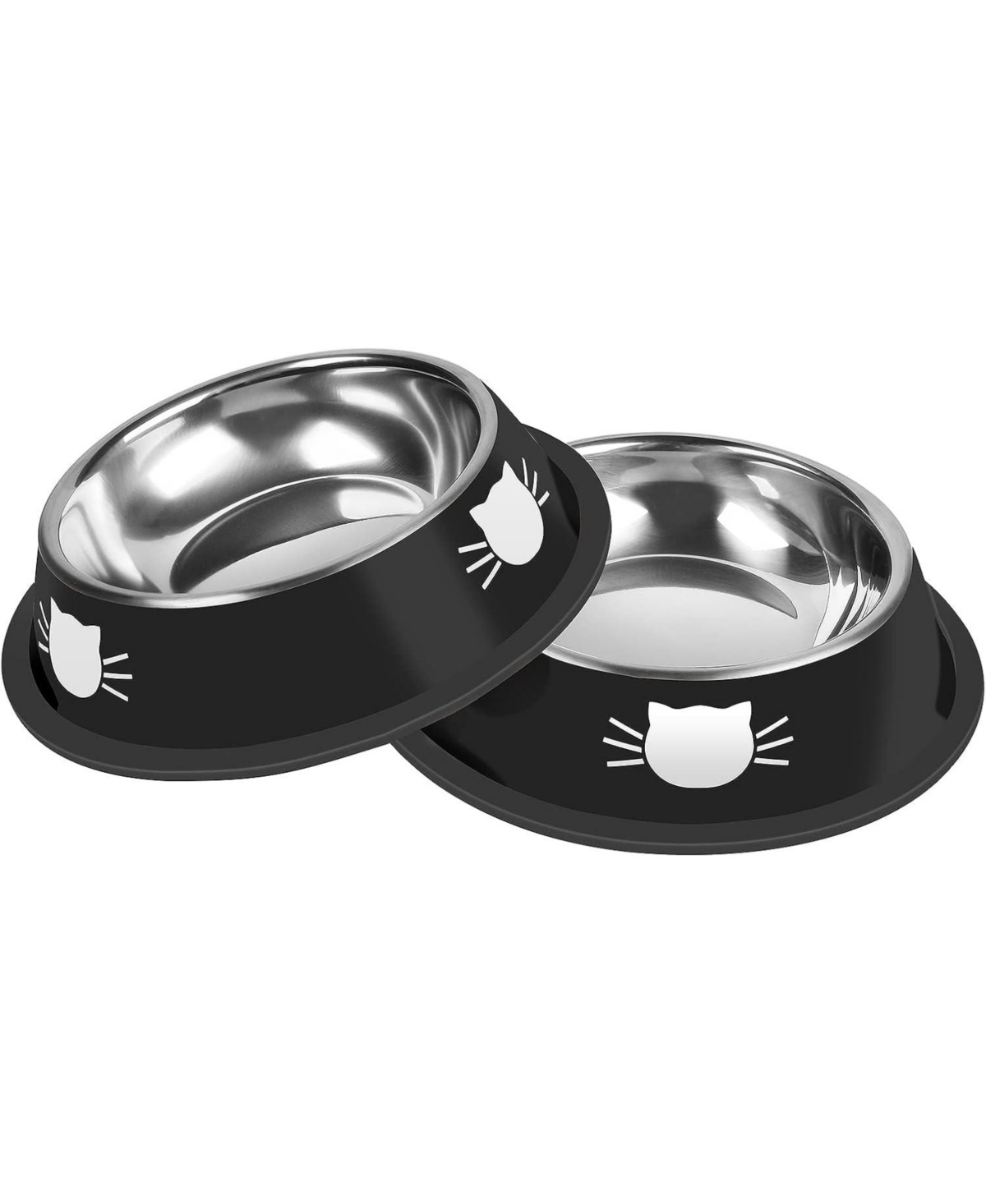 Wopet 2 Pcs Cat Bowls Non Slip Stainless Steel Small Cat Food Bowls Unbreakable Thicken Cat Feeder 7 Oz Cat Dishes Suitable for Indoor Small Pets