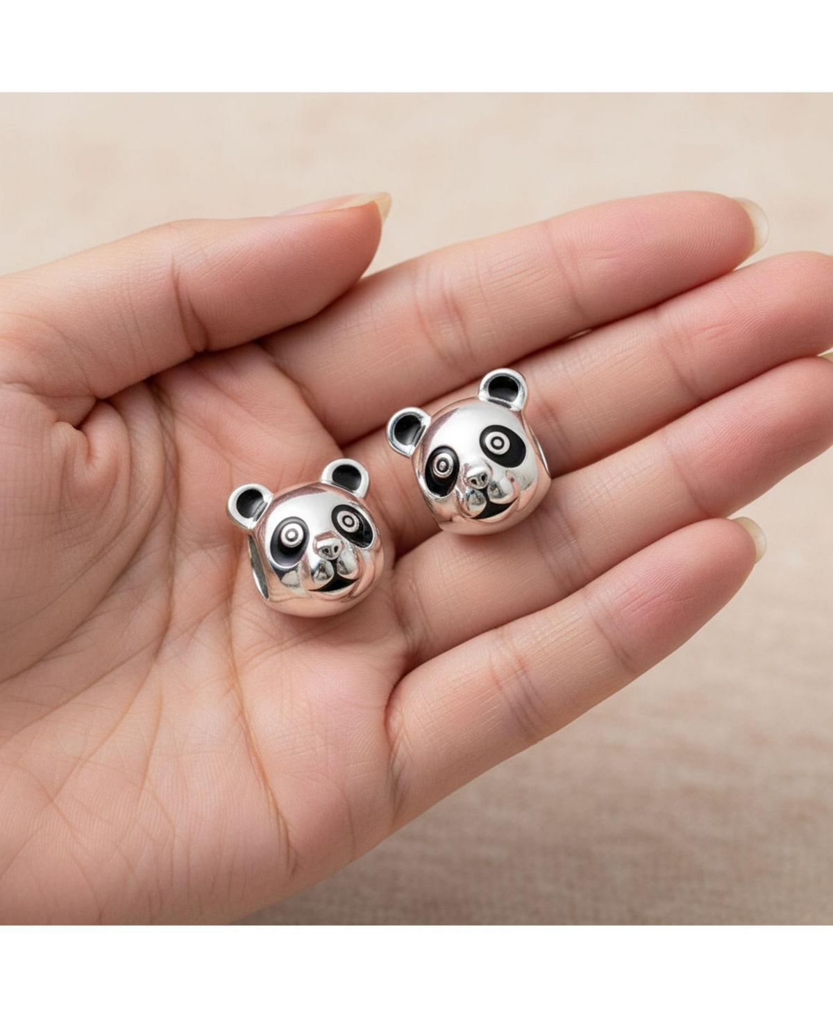 Bling Jewelry Two-Tone Sterling Silver Koala Panda Charm Bead Set of 2 Fits European Bracelet Jewelry