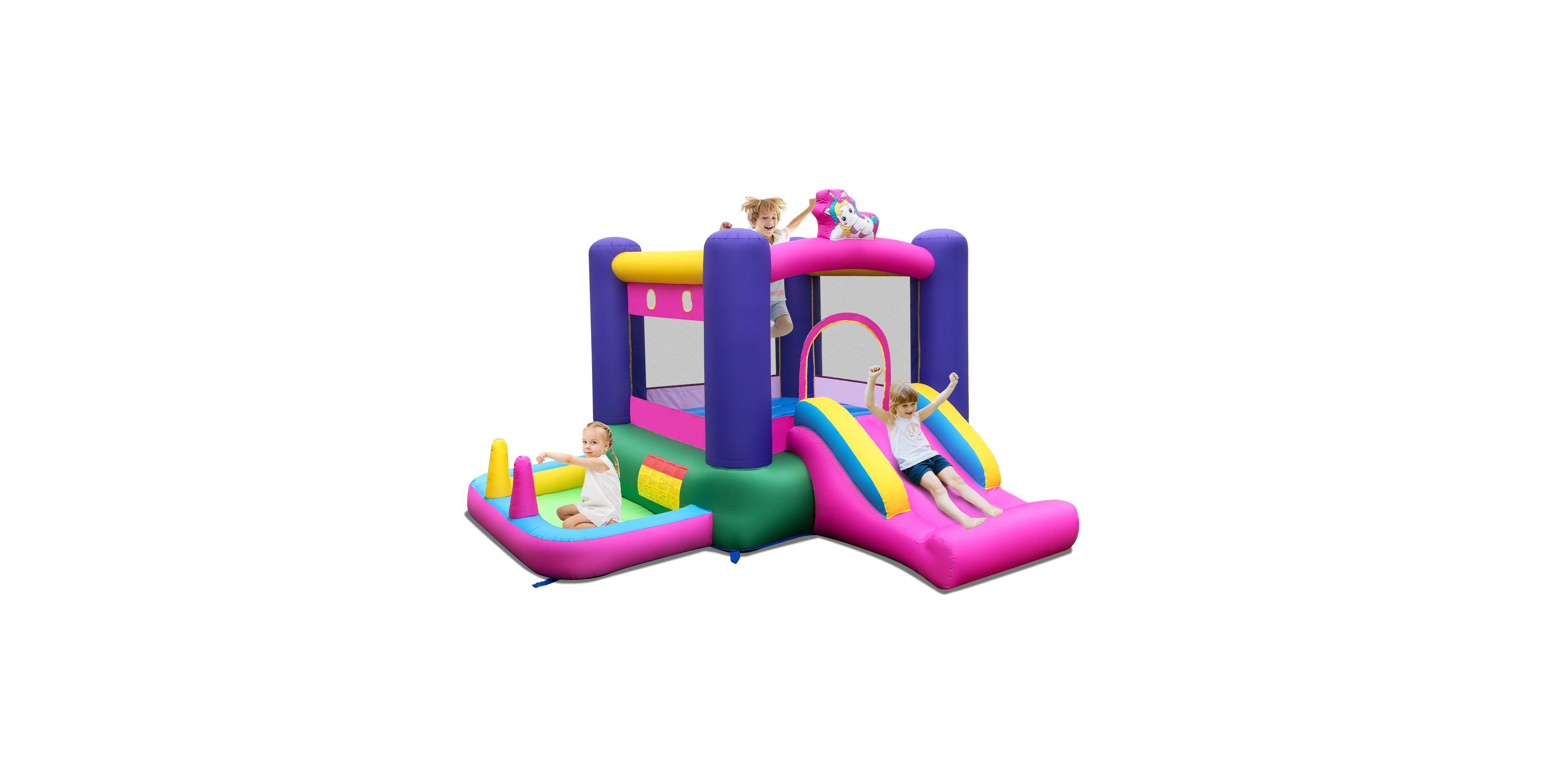 Skonyon 6-in-1 Bouncy Castle Inflatable Bounce House with Slide and Ball Pit with 480W Blower