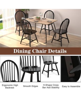 Set of 4 Vintage Windsor Dining Side Chair Wood Spindleback Kitchen Room