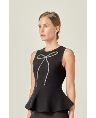 Women's Peplum Sleeveless Knit Top