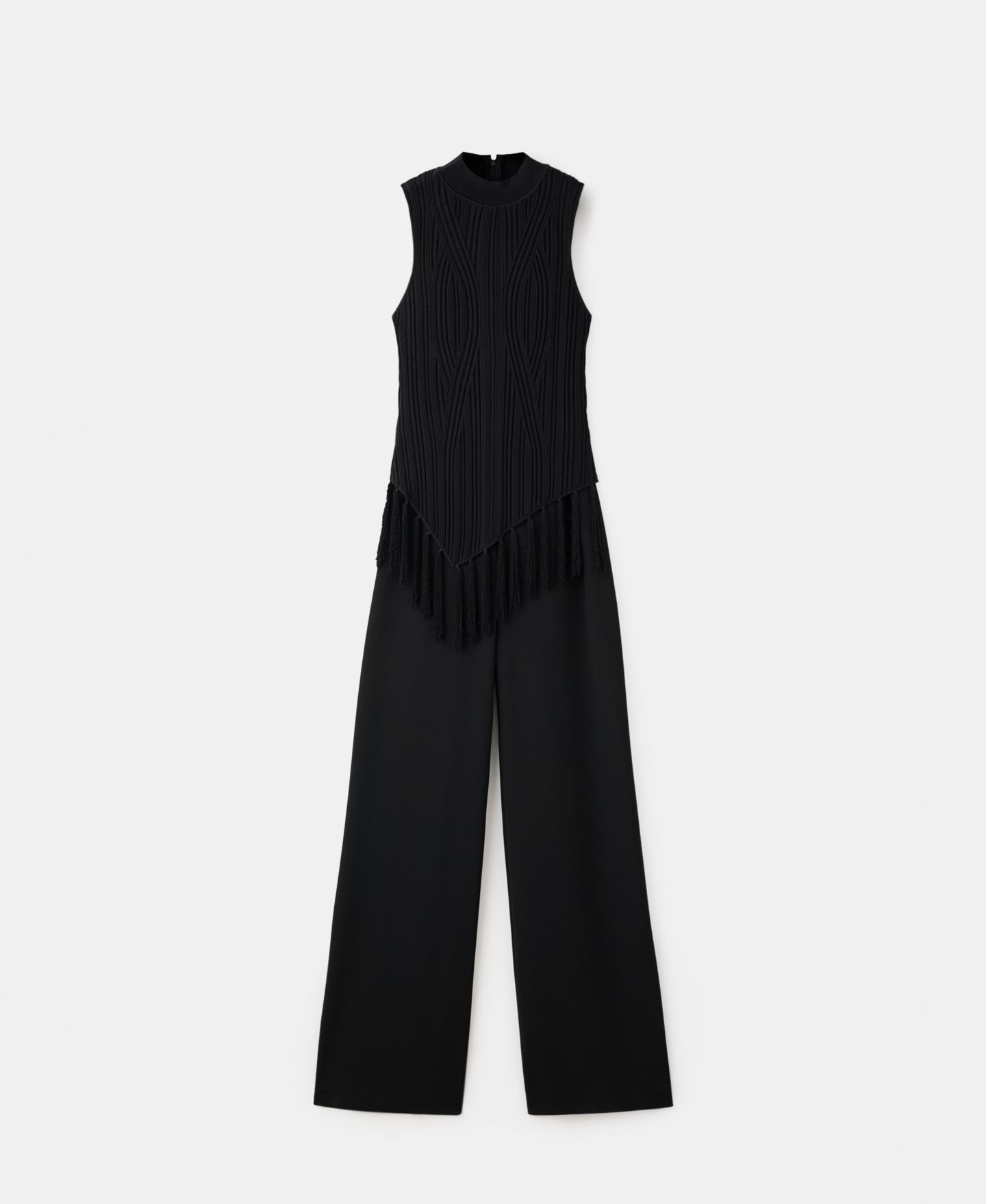 Женский комбинезон MANGO Fringed Jumpsuit, цвет: Чёрный — фото 3