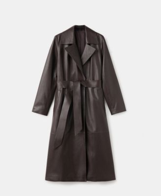 MANGO - Women's 100% Leather Belt Trench Coat