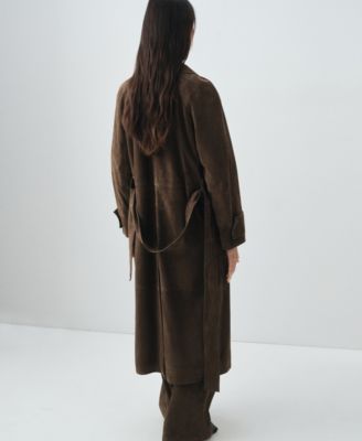 Women's Suede Double-Breasted Trench Coat