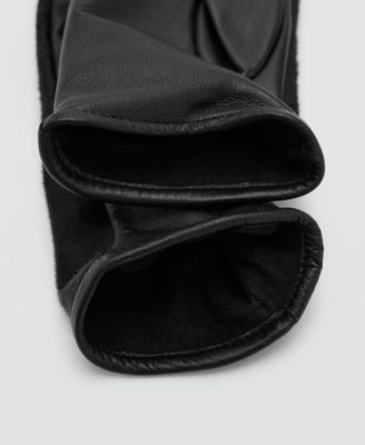 Women's Leather And Fur-Effect Gloves