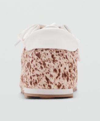 Women's Leather And Fur-Effect Trainer Shoes