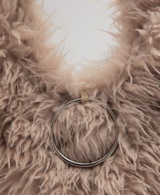 Women's Fur And Hoop Detail Shoulder Bag