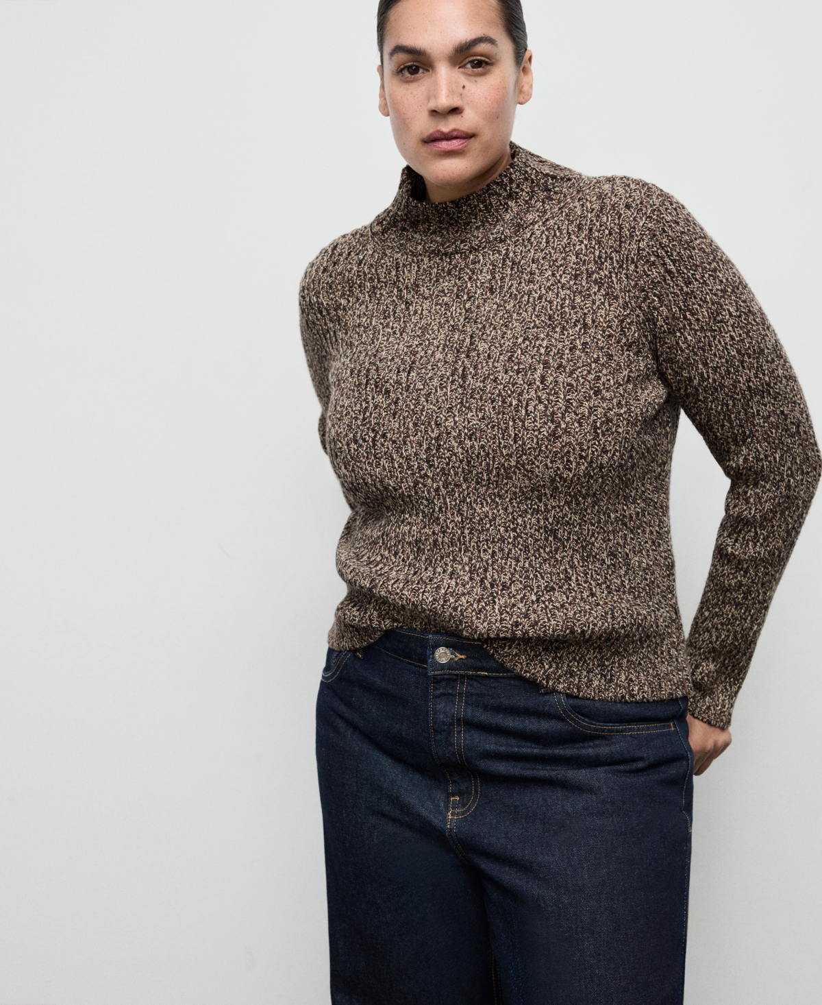 Mango Women's Speckled Perkins-Neck Sweater