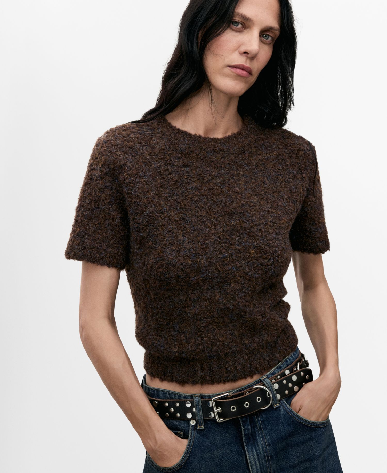 Women's Boucle Short-Sleeved Sweater