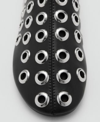 Women's Eyelets Leather-Effect Ankle Boots