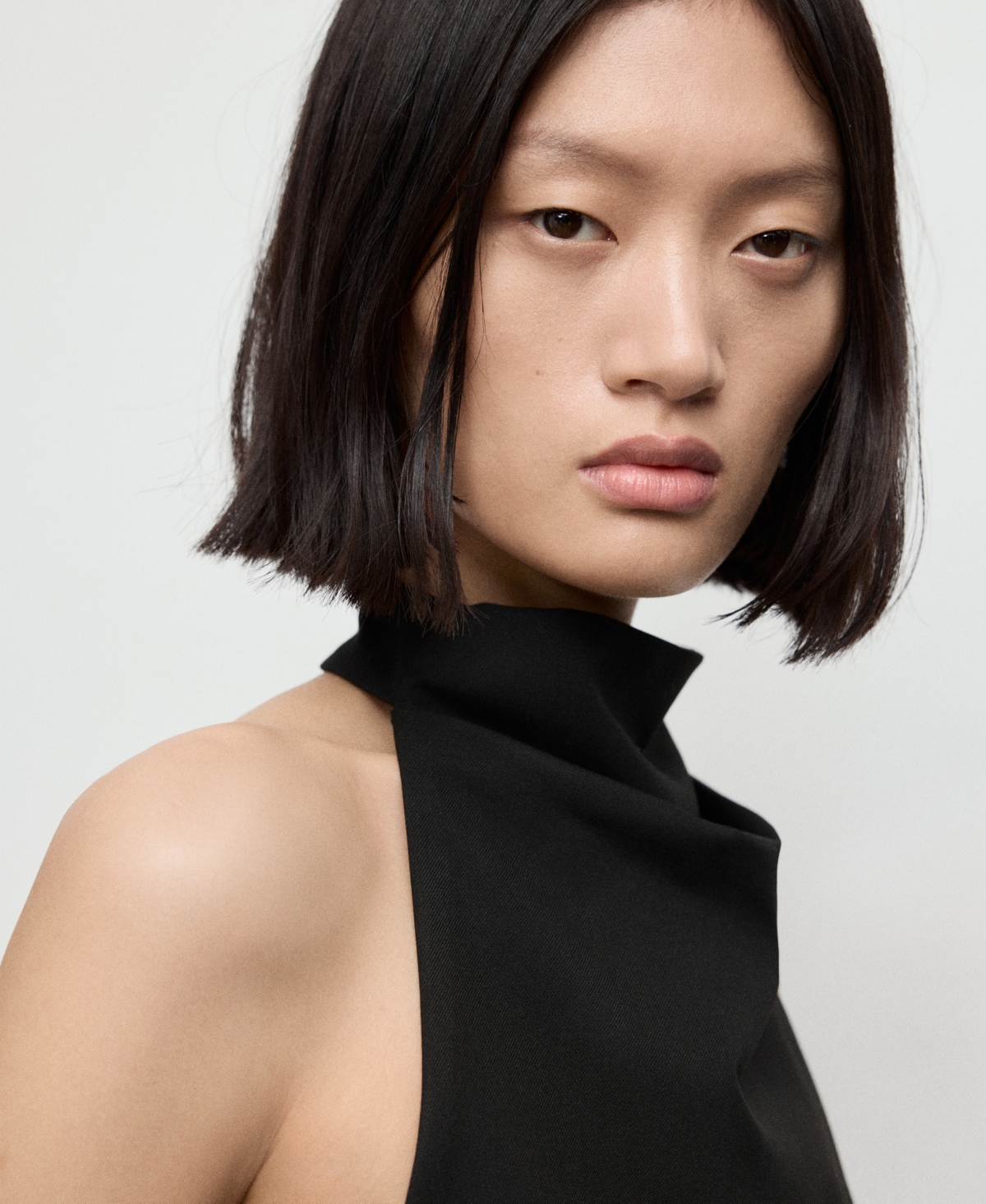 Mango Halter Top With Open Back Black In Black