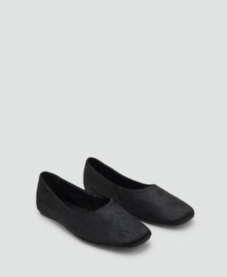MANGO - Women's Leather And Fur-Effect Shoes